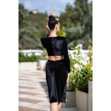 Black velvet dress with...