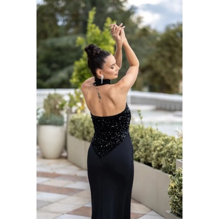 Robe longue noire à bustier...