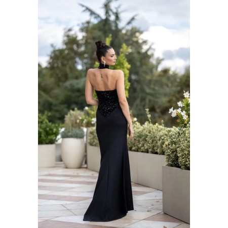 Robe longue noire à bustier...