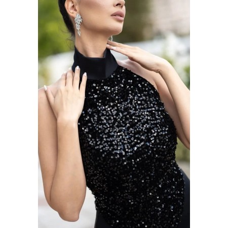 Robe longue noire à bustier...