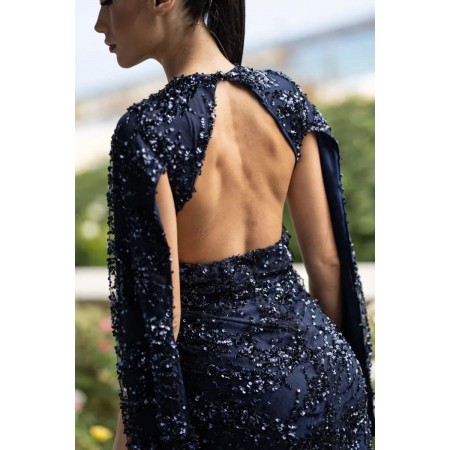 Abito corto blu navy in...