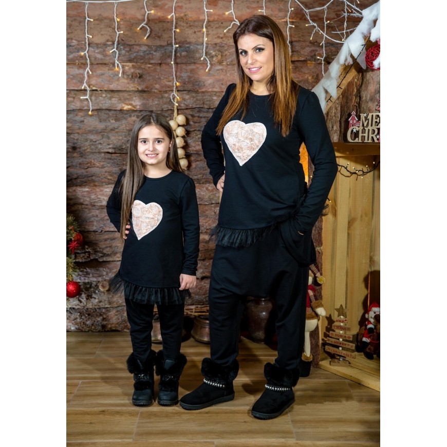Maglia con cuore e tulle