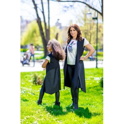 Gilet lungo con ecopelle