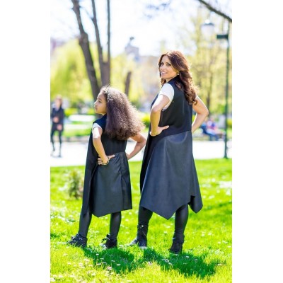 Gilet lungo con ecopelle
