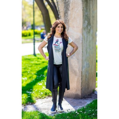 Gilet lungo con ecopelle