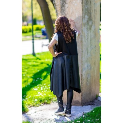 Gilet lungo con ecopelle